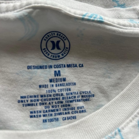 Men’s Hurley Tee -Mermaids & Deep Sea Diving | T-Shirt | Size M | Blue Teal - Picture 5 of 10